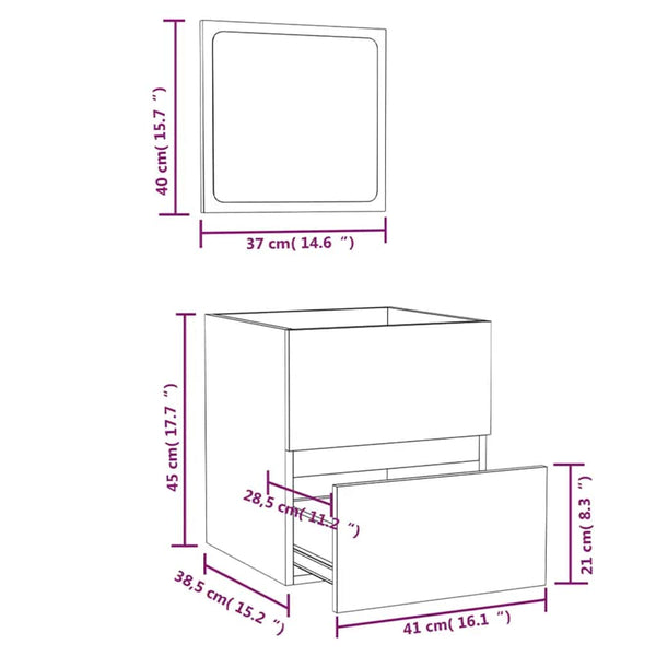 vidaXL Bathroom Cabinet with Mirror Concrete Grey Engineered Wood