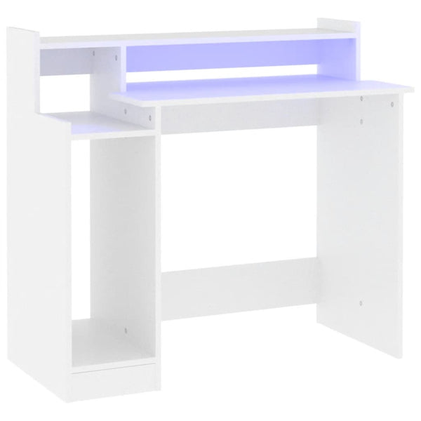 vidaXL Desk with LEDs White 97x45x90 cm Engineered Wood