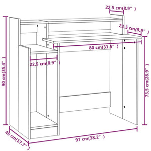 vidaXL Desk with LEDs White 97x45x90 cm Engineered Wood