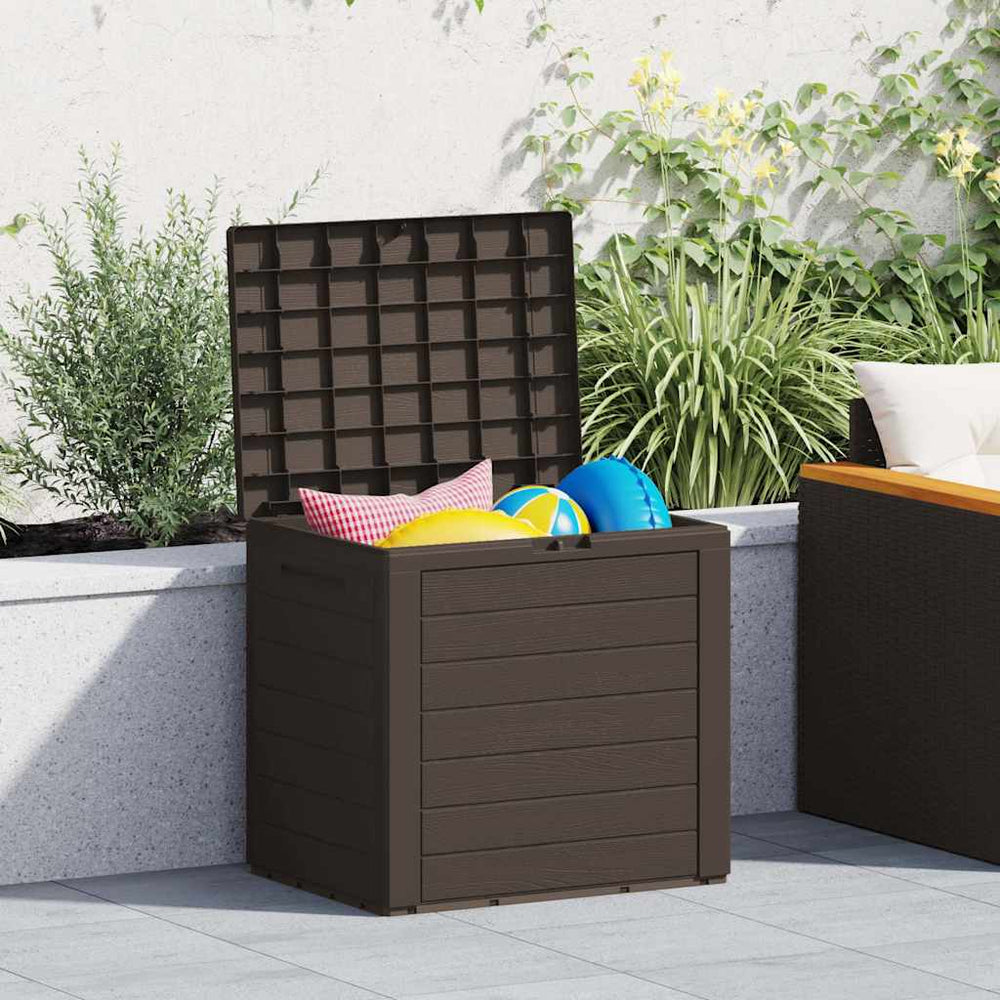 vidaXL Garden Storage Box Brown 58.5x46x55 cm Polypropylene