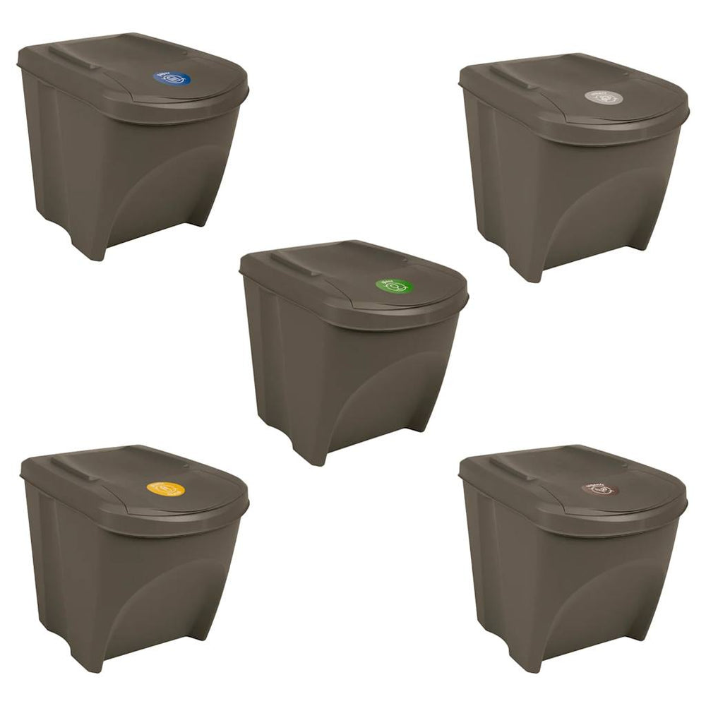 vidaXL Stackable Recycling Bins 3 pcs Grey 75 L Polypropylene