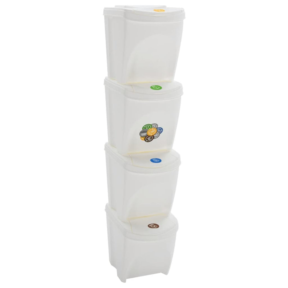 vidaXL Stackable Recycling Bins 4 pcs White 100 L Polypropylene