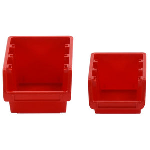 vidaXL 30-piece Stackable Storage Bins Wall Rack Red & Black 77x39cm Polypropylene