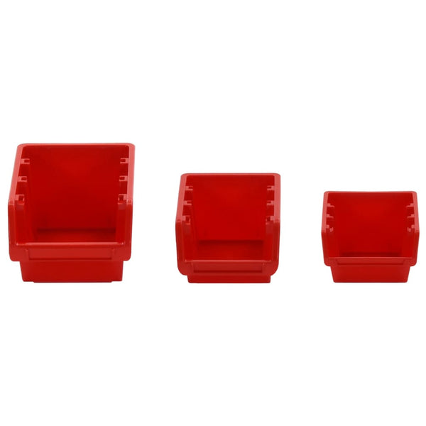 vidaXL 26-piece Wall-Mounted Storage Bin Rack Red & Black 77x39cm Polypropylene
