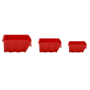 vidaXL 26-piece Wall-Mounted Storage Bin Rack Red & Black 77x39cm Polypropylene