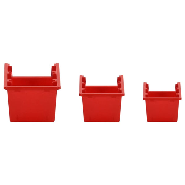 vidaXL 26-piece Wall-Mounted Storage Bin Rack Red & Black 77x39cm Polypropylene