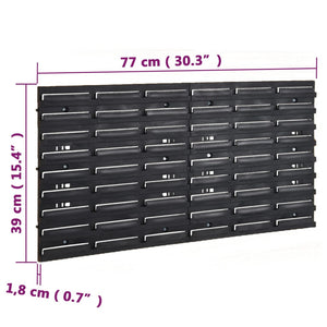 vidaXL 26-piece Wall-Mounted Storage Bin Rack Red & Black 77x39cm Polypropylene