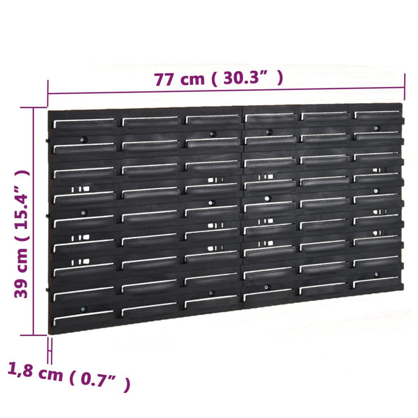 vidaXL 26-piece Wall-Mounted Storage Bin Rack Red & Black 77x39cm Polypropylene