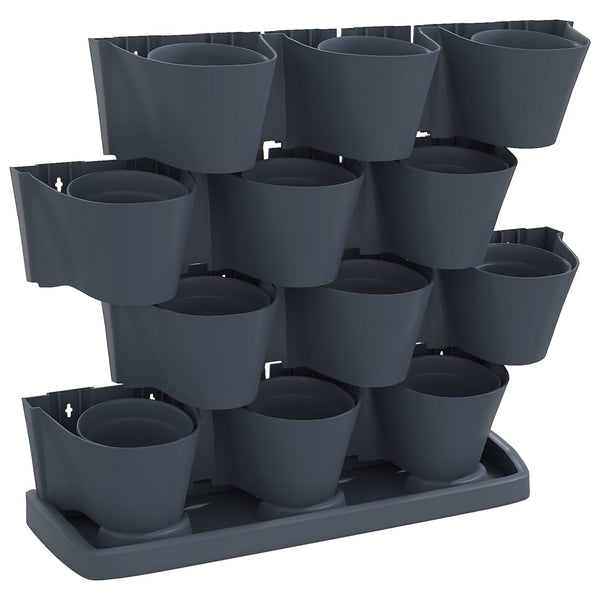 vidaXL 12-pc. Vertical Planter Set Anthracite Polypropylene
