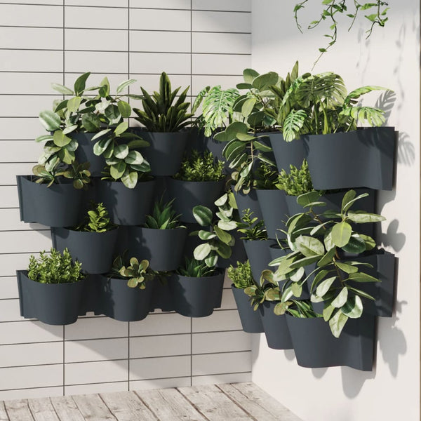 vidaXL 12-pc. Vertical Planter Set Anthracite Polypropylene
