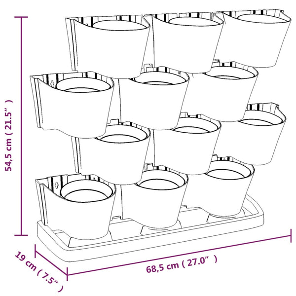 vidaXL 12-pc. Vertical Planter Set Anthracite Polypropylene