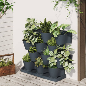 vidaXL 12-pc. Vertical Planter Set Anthracite Polypropylene