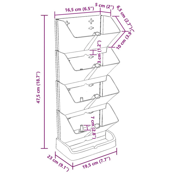 vidaXL 4-piece Vertical Planter Set Anthracite Polypropylene