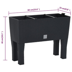 vidaXL Raised Garden Bed Anthracite 60x25x46 cm PP-Rattan