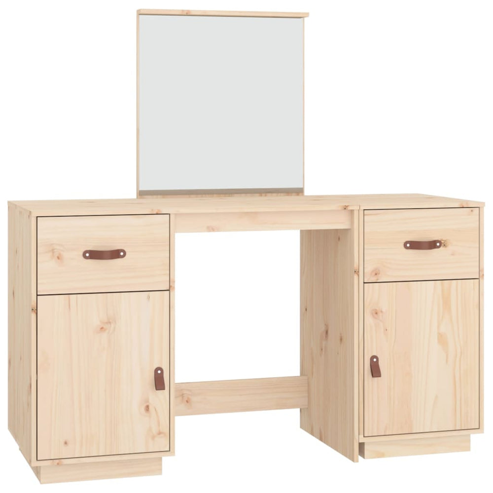 vidaXL Dressing Table with Mirror Solid Pine Wood
