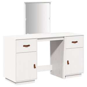 vidaXL Dressing Table with Mirror White Solid Pine Wood