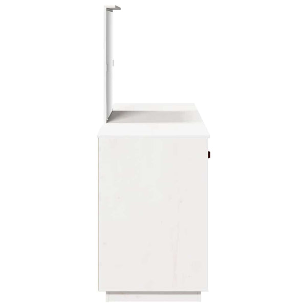 vidaXL Dressing Table with Mirror White Solid Pine Wood