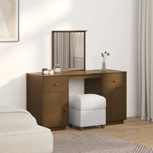 vidaXL Dressing Table Set with Mirror Honey Brown Solid Pine Wood