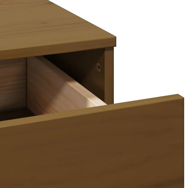 vidaXL Dressing Table Set with Mirror Honey Brown Solid Pine Wood
