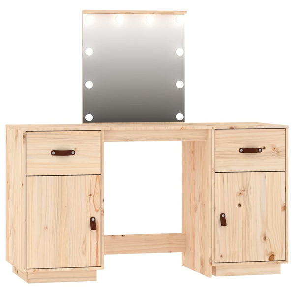 vidaXL Dressing Table Set with LED Solid Pine Wood