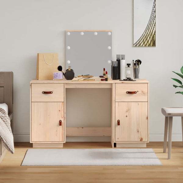 vidaXL Dressing Table Set with LED Solid Pine Wood