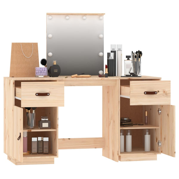 vidaXL Dressing Table Set with LED Solid Pine Wood