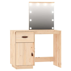 vidaXL Dressing Table Set with LED Solid Pine Wood