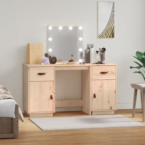 vidaXL Dressing Table Set with LED Solid Pine Wood