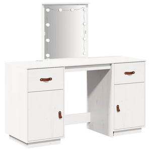 vidaXL Dressing Table Set with LED White Solid Pine Wood