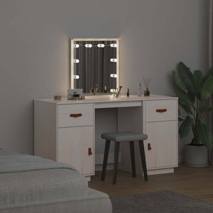 vidaXL Dressing Table Set with LED White Solid Pine Wood