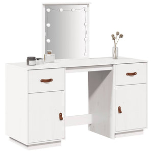 vidaXL Dressing Table Set with LED White Solid Pine Wood