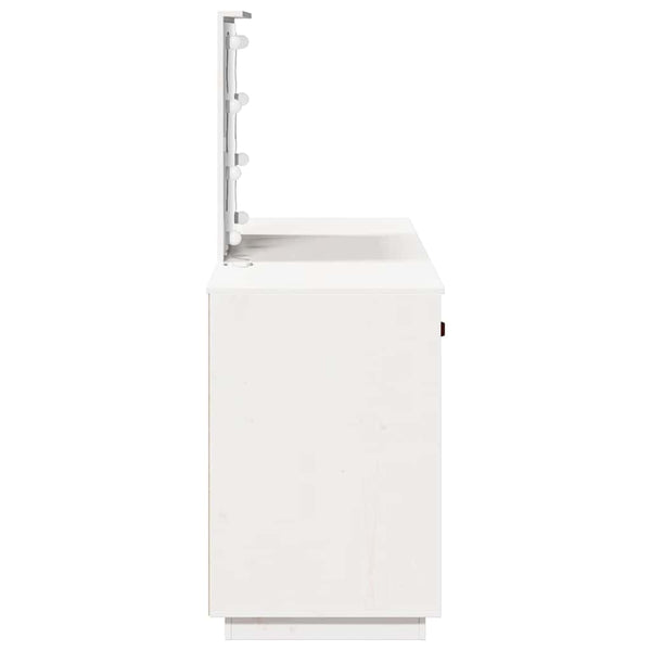 vidaXL Dressing Table Set with LED White Solid Pine Wood