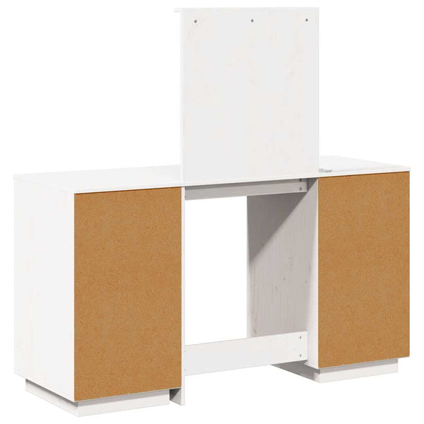 vidaXL Dressing Table Set with LED White Solid Pine Wood