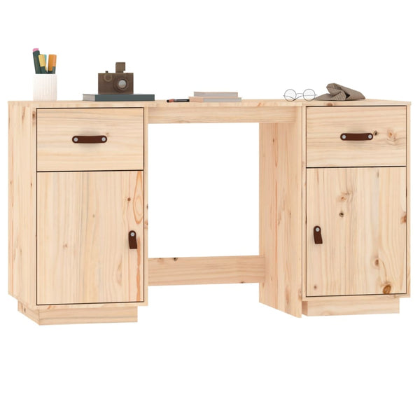vidaXL Desk with Cabinets 135x50x75 cm Solid Pine Wood