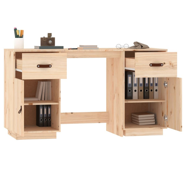 vidaXL Desk with Cabinets 135x50x75 cm Solid Pine Wood
