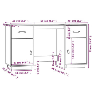 vidaXL Desk with Cabinets 135x50x75 cm Solid Pine Wood