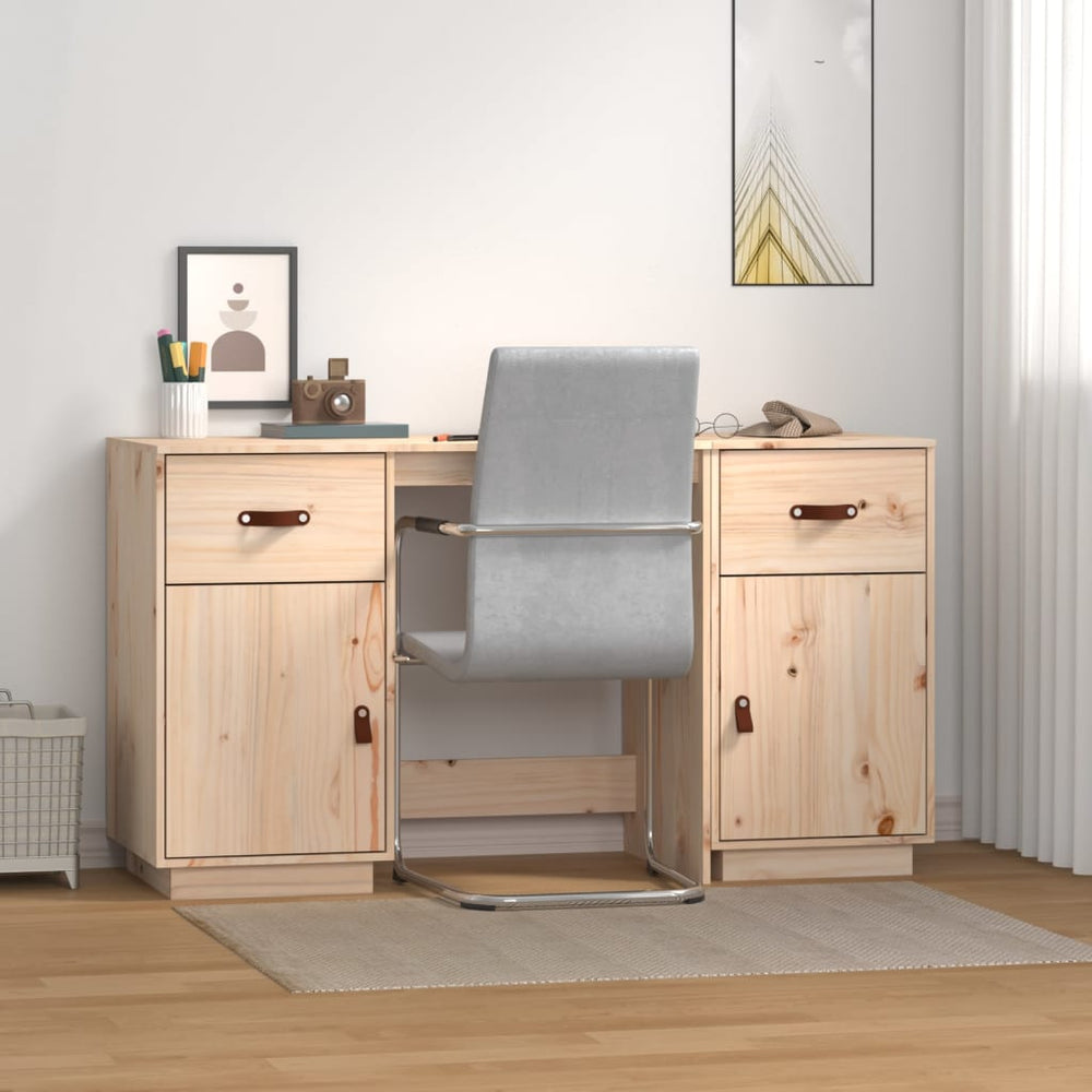 vidaXL Desk with Cabinets 135x50x75 cm Solid Pine Wood