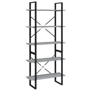 vidaXL Bookcase with 5 Compartments Grey Sonoma Oak 80x30x175 Engineered Wood