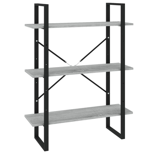 vidaXL Bookcase with 5 Compartments Grey Sonoma Oak 80x30x175 Engineered Wood