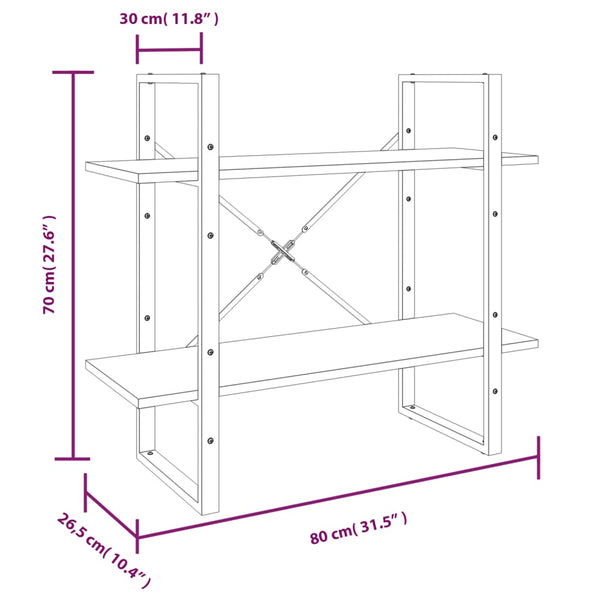 vidaXL Bookcase with 5 Compartments Grey Sonoma Oak 80x30x175 Engineered Wood