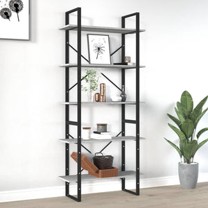vidaXL Bookcase with 5 Compartments Grey Sonoma Oak 80x30x175 Engineered Wood