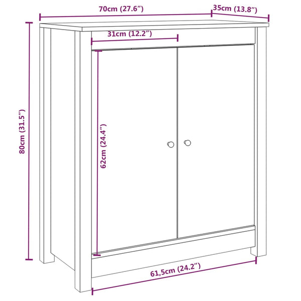 vidaXL Sideboards 2 pcs. 70x35x80 cm Solid Pine Wood
