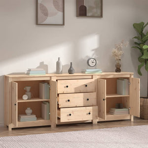 vidaXL Sideboard 210x35x80 cm Solid Pine Wood