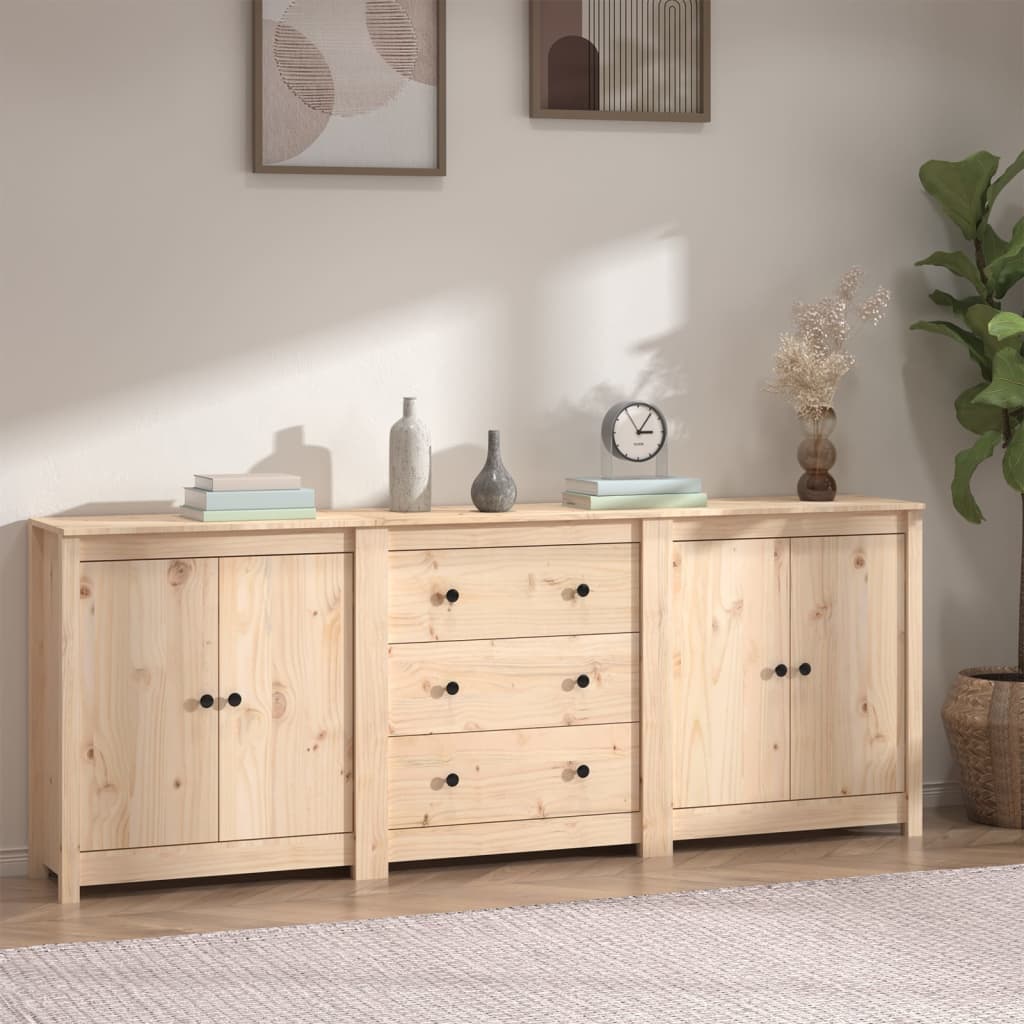 vidaXL Sideboard 210x35x80 cm Solid Pine Wood