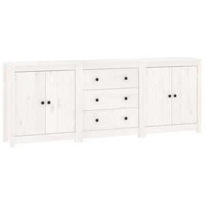 vidaXL Sideboard White 210x35x80 cm Solid Pine Wood