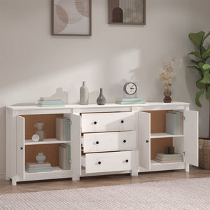 vidaXL Sideboard White 210x35x80 cm Solid Pine Wood