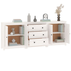 vidaXL Sideboard White 210x35x80 cm Solid Pine Wood