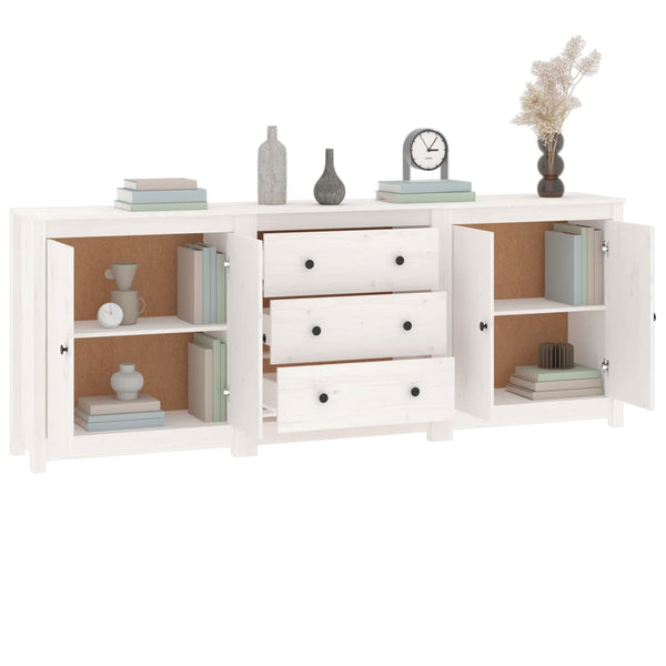 vidaXL Sideboard White 210x35x80 cm Solid Pine Wood