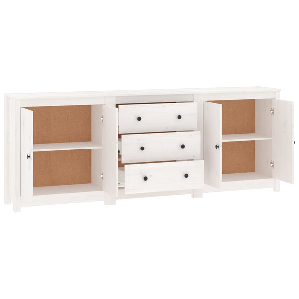 vidaXL Sideboard White 210x35x80 cm Solid Pine Wood
