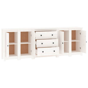 vidaXL Sideboard White 230x35x80 cm Solid Pine Wood